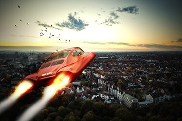 一架 eVTOL 穿越城市。