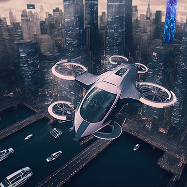 eVTOL 飞越城市，提供快速便捷的城市交通服务
