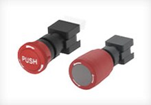 白色背景中的 16 毫米急停按钮